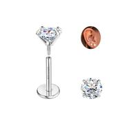 SLLAISS Boucles d'oreilles Titane G23 Moissanite Solitaire D VVS1 Boucle d'oreille Diamant Moissanite Piercing Helix Tragus à Vissage Interne Dos Plat Clous d'oreilles Hypoallergénique 0.6CT