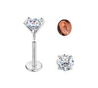 SLLAISS Boucles d'oreilles Titane G23 Moissanite Solitaire D VVS1 Boucle d'oreille Diamant Moissanite Piercing Helix Tragus à Vissage Interne Dos Plat Clous d'oreilles Hypoallergénique 1CT