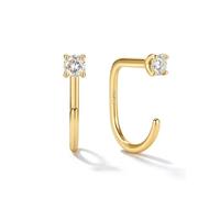 SLLAISS Petites boucles d'oreilles créoles en argent sterling 925 avec moissanite, 2mm, Argent sterling, Moissanite