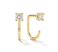 SLLAISS Petites boucles d'oreilles créoles en argent sterling 925 avec moissanite, 3mm, Argent sterling, Moissanite