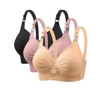 Sllowwa Lot de 3 soutiens-gorge minimiseurs pour femme - Mince et confortable - Respirabilité - Grande taille - Avec boucle - Col en V profond - Soutien-gorge sans armatures - Soutien-gorge sans