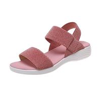 Sllowwa Sandales romaines d'été tendance en maille de couleur unie respirantes à bouche plate pour femme 2025, rose, 40.5 EU