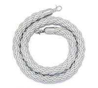 SLLSAGE Corde Argenté de Barrière avec Crochet Argenté, Corde de Sécurité pour Contrôle de Foule, Entrées d’Événements, Files d’Attente, Inaugurations, Mariages, Cinémas, Hôtels,(Size:2.5 m / 8.20 ft)