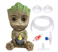 SLOCME Aquarium Groot Air Bubbler Pierre Décorations - avec Tube Standard 2m Tuyau Aquarium 4mm et Accessoires de Vannes de Régulation