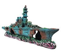 SLOCME Aquarium Shipwreck Decorations Fish Tank Ornaments - Resin Material Sunken Ship Decorations, Eco-Friendly for Freshwater Saltwater Aquarium Betta Fish Decorations