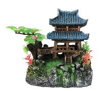SLOCME Décorations Classiques en résine pour Aquarium - Détails réalistes - Château de Feuilles Vertes - Accessoires d'aquarium