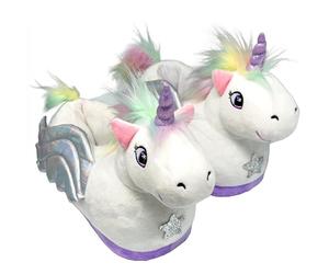 Sloffies Close Up Pegasus Pantoufles pour enfant Taille unique 29-36 Motif ailes pailletées Lilas Licorne Lavable à 30 °C, Lilas blanc, 29/34 EU Weit