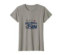 Slogan « Anchored in Fun Cruise Nautical Summer Vacation » T-Shirt, Femme, Ardoise, XXL