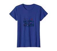 Slogan « Anchored in Fun Cruise Nautical Summer Vacation » T-Shirt, Femme, Bleu Royal, 3XL
