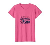 Slogan « Anchored in Fun Cruise Nautical Summer Vacation » T-Shirt, Femme, Rose Chiné, XL