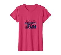 Slogan « Anchored in Fun Cruise Nautical Summer Vacation » T-Shirt, Femme, Rouge Chiné, XXL