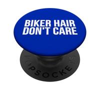 Slogan Biker Hair Dont Care Motorcycle Enthusiast PopSockets PopGrip Adhésif