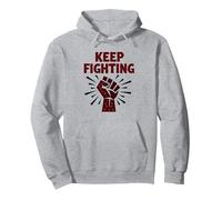 Slogan de Protestation de Motivation Never Back Down Fight Fist Sweat à Capuche, Unisexe pour Adultes, Gris Chiné, XXL
