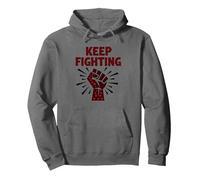 Slogan de Protestation de Motivation Never Back Down Fight Fist Sweat à Capuche, Unisexe pour Adultes, Asphalte, M