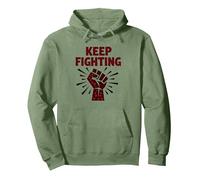 Slogan de Protestation de Motivation Never Back Down Fight Fist Sweat à Capuche, Unisexe pour Adultes, Vert Sauge, M
