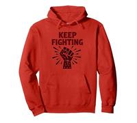 Slogan de Protestation de Motivation Never Back Down Fight Fist Sweat à Capuche, Unisexe pour Adultes, Rouge, XL
