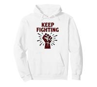 Slogan de Protestation de Motivation Never Back Down Fight Fist Sweat à Capuche, Unisexe pour Adultes, Blanc, M