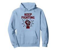 Slogan de Protestation de Motivation Never Back Down Fight Fist Sweat à Capuche, Unisexe pour Adultes, Bleu poudré, M