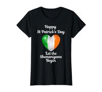 Slogan « Happy St Patrick's Day » Drapeau Irlandais en Forme de cœur T-Shirt Graphique avec Valeur