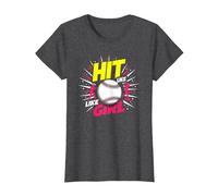 Slogan « Hit Like A Girl Girls Softball Empowering Sports » T-Shirt, Femme, Chiné Foncé, 3XL
