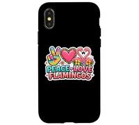 Slogan « Peace Love Flamingos Lover » en Forme de cœur avec Citation Coque pour iPhone X/XS