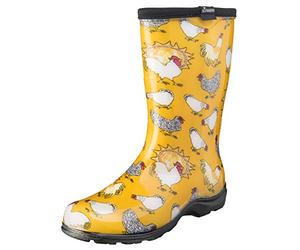Sloggers Bottes de jardin Rain and Garden Collection Chicken Print pour femme, taille 39, jaune jonquille