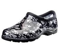 Sloggers Chaussures de pluie et de jardin imperméables originales pour femme, sabots à enfiler, semelle intérieure confortable avec soutien de la voûte plantaire (pattes noir/blanc, taille 41)