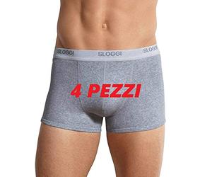Sloggi 4 boxers Basic Short homme Coton Blanc/Noir/Gris, gris perle, Medium