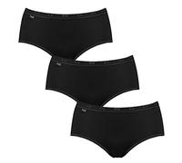 Sloggi Culotte Basic+ Midi - Lot de 3 - Coton doux respirant, ceintures élastiques - Noir Taille 36