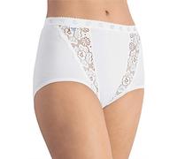sloggi Chic Maxi - Lot de 4 - Culotte taille taute femme - Très confortable - Coton doux et respirant, avec ceintures élastiques - Jolie dentelle florale - Disponible du 40 au 56,Blanc (White 0003),46