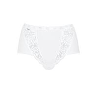 sloggi Chic Maxi - Lot de 4 - Culotte taille taute femme - Très confortable - Coton doux et respirant, avec ceintures élastiques - Jolie dentelle florale - Disponible du 40 au 56,Blanc (White 0003),48