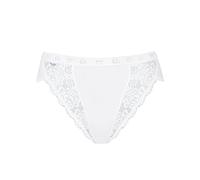 sloggi Chic Tai - Lot de 4 - Culotte taille taute femme - Très confortable - Coton doux et respirant, avec ceintures élastiques - Jolie dentelle florale - Disponible du 38 au 50,Blanc (White 0003),44