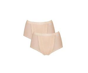 sloggi Control Maxi - Lot de 2 - Culotte taille haute - Très confortable, coton doux et respirant, avec large ceinture pour un léger galbe de la silhouette - femme