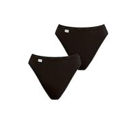 Sloggi Culotte pour femme Midi Tai Mini Maxi Brasil Sous-vêtements en coton élastique pour femme, Lot de 2 slips basiques + noirs, 44