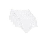 Sloggi Culotte Chic Maxi - Lot de 4 - Coton doux, dentelle florale - Blanc 48