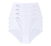 sloggi Chic Maxi - Lot de 4 - Culotte taille taute femme - Très confortable - Coton doux et respirant, avec ceintures élastiques - Jolie dentelle florale - Disponible du 40 au 56,Blanc (White 0003),48