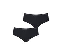 Sloggi Lot de 2, 4, 6, mini slips pour homme, style rétro - Sous-vêtements confortables en coton pour homme, Lot de 2 slips mi-hauts, basiques, noirs, M