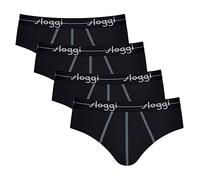 Sloggi Lot de 4 slips/culottes midi pour homme - En coton, 4 x noir., L