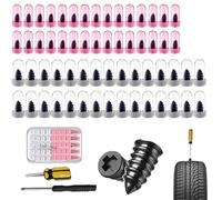 sloiaz Kit de Clous en Caoutchouc for réparation de pneus avec 2 Tailles, Clous en Caoutchouc for réparation de pneus sous Vide, Bouchons de réparation de pneus à Visser(40pcs)