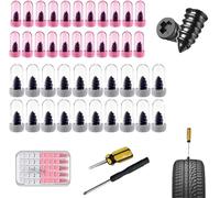 sloiaz Kit de Clous en Caoutchouc for réparation de pneus avec 2 Tailles, Clous en Caoutchouc for réparation de pneus sous Vide, Bouchons de réparation de pneus à Visser(60pcs)