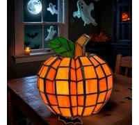 sloiaz Lampe citrouille en vitrail, lanterne citrouille, lampe de table citrouille for Halloween, décorations d'Halloween et décoration d'intérieur d'automne