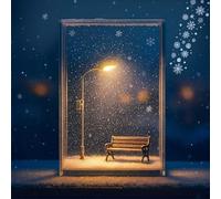 sloiaz Lampe Magique de Neige, Lampe de Nuit de Noël Neigeuse Faite Main à Faire Soi-même, Veilleuse Paysage de Neige avec Banc, Lampe Contes de Neige(White*A)