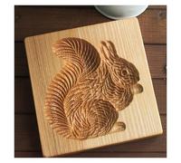 sloiaz Moules à biscuits en bois, tampons à biscuits avec motif 3D, emporte-pièce en bois sculpté à la main la cuisson de épicés de Noël(Squirrel)