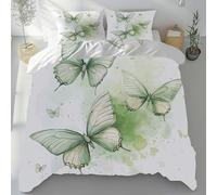 Slojtdd Housse de Couette Papillon Adulte 1 Personne avec Taie Oreillers, Parure de Lit 90x190 Animaux Insecte Aquarelle Microfibre, Parure de Lit 3 Pièces avec Fermeture Éclair