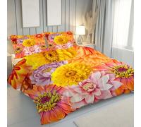 Slojtdd Parure de Lit Floral Plante Coloré Adulte, Housse de Couette Fleur Chic Moderne Ado, Parure de Lit 2 Personnes 240x220, Réversible Microfibre 3 Pièce, avec Fermeture Éclair