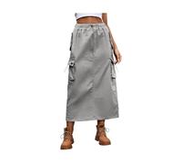 SLOKFV5 Jupe Jupe Longue en Jean Cargo pour Femmes, avec Cordon de Serrage, Taille, Mode décontractée, Streetwear, Poche, Jupe Midi Plage