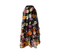 SLOKFV5 Jupe Jupe mi-Longue en Tulle pour Femmes, Broderie Florale 3D, Vintage, élastique, Taille Haute, Broderie Tournesol, Maille, Jupe trapèze Plage