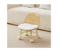 SLOKFV5 Ottoman Tabouret Roulant Rond Bas avec Dossier et Roue Universelle à 360°, Chaise Moderne Simple en Acrylique avec Coussin de siège en Cuir PU, Tabouret à Chaussures Confortable Table Basse