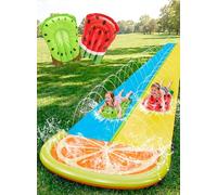 Sloosh 22,5ft/685,8cm Toboggan Aquatique avec 2 Planches gonflables, Toboggan Double avec arroseurs avancés, Jouet d'été pour Enfants et Adultes, Amusement dans Le Jardin, Orange