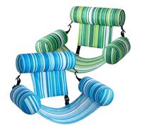 SLOOSH Bouées Gonflables pour Adultes, Lot de 2 Chaises Longues Flottantes, Piscine Gonflables pour Adultes, Chaise Flottante pour Fêtes, Été, Plage, Lac, Aquatique, Rayures Vives - Vert, Bleu